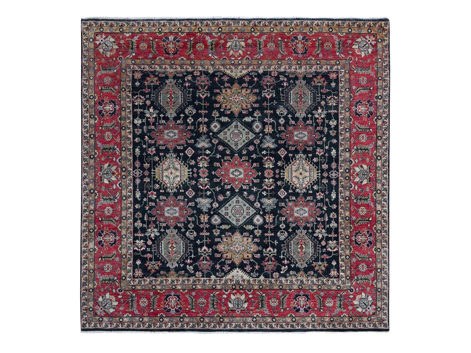 Karajeh Traditional hand-knotted wool rug in Black, 10'0" x 10'2", SKU O010023