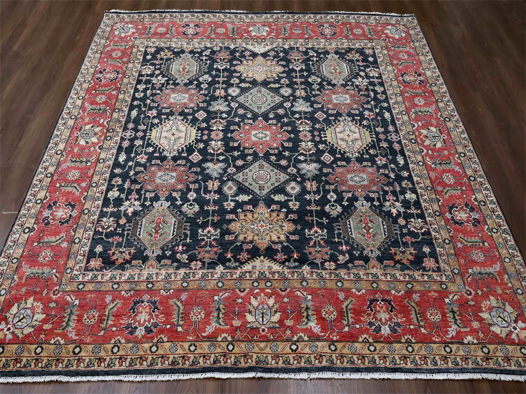 Karajeh Traditional hand-knotted wool rug in Black, 10'0" x 10'2", SKU O010023