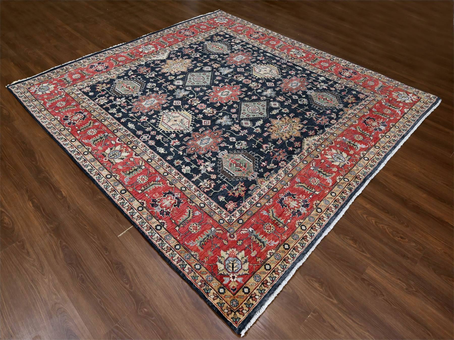 Karajeh Traditional hand-knotted wool rug in Black, 10'0" x 10'2", SKU O010023