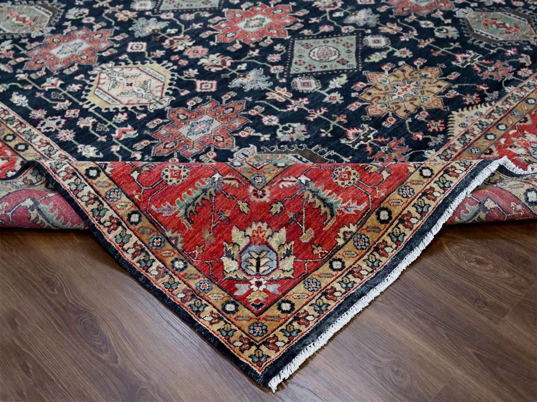 Karajeh Traditional hand-knotted wool rug in Black, 10'0" x 10'2", SKU O010023