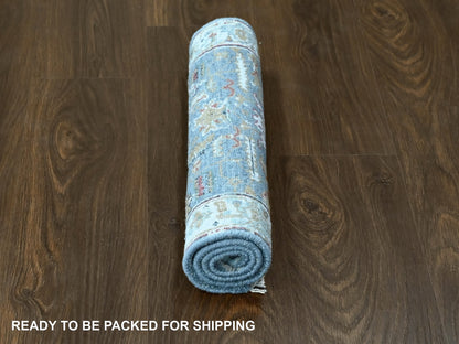 Blue 2'0" x 3'0" Heriz Hand knotted Wool Rug - Sku: O010037