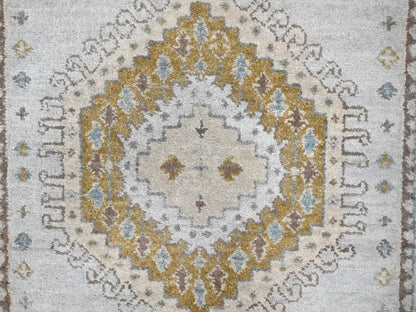 Grey 2'9" x 18'0" Tribal & Geometric Hand knotted Wool Rug - Sku: O010039