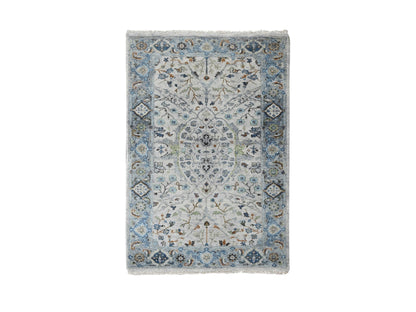Grey 3'0" x 4'10" Oushak / Peshawar Hand knotted Wool Rug - Sku: O010045