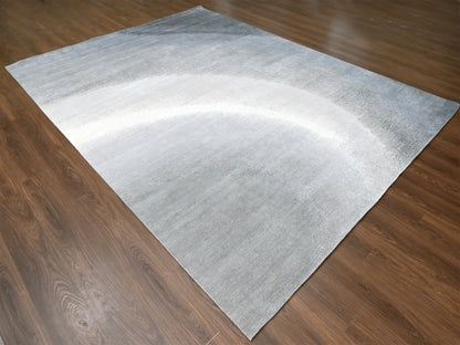 Grey 9'0" x 11'10" Modern / Contemporary Hand knotted Wool Rug - Sku: O010057