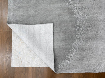 Grey 9'0" x 11'10" Modern / Contemporary Hand knotted Wool Rug - Sku: O010057
