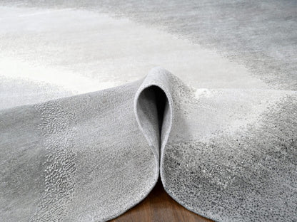 Grey 9'0" x 11'10" Modern / Contemporary Hand knotted Wool Rug - Sku: O010057
