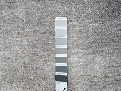 Grey 9'0" x 11'10" Modern / Contemporary Hand knotted Wool Rug - Sku: O010057