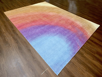 Multicolored 9'0" x 11'10" Modern / Contemporary Hand knotted Wool Rug - Sku: O010058