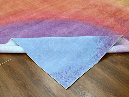 Multicolored 9'0" x 11'10" Modern / Contemporary Hand knotted Wool Rug - Sku: O010058