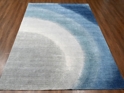 Grey 9'0" x 11'10" Modern / Contemporary Hand knotted Wool Rug - Sku: O010059