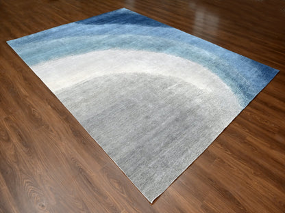 Grey 9'0" x 11'10" Modern / Contemporary Hand knotted Wool Rug - Sku: O010059