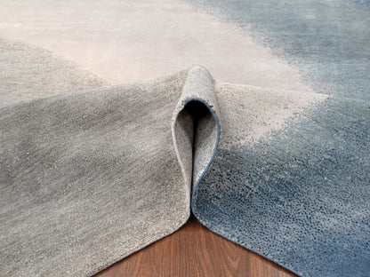 Grey 9'0" x 11'10" Modern / Contemporary Hand knotted Wool Rug - Sku: O010059