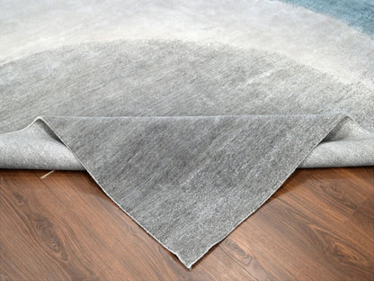 Grey 9'0" x 11'10" Modern / Contemporary Hand knotted Wool Rug - Sku: O010059
