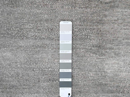 Grey 9'0" x 11'10" Modern / Contemporary Hand knotted Wool Rug - Sku: O010059