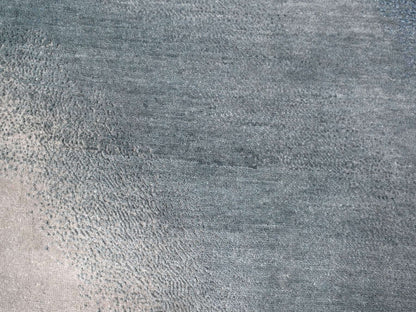 Grey 9'0" x 11'10" Modern / Contemporary Hand knotted Wool Rug - Sku: O010059