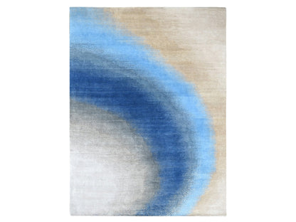 Modern / Contemporary hand-knotted wool rug in Blue, 9'0" x 11'10", SKU O010060