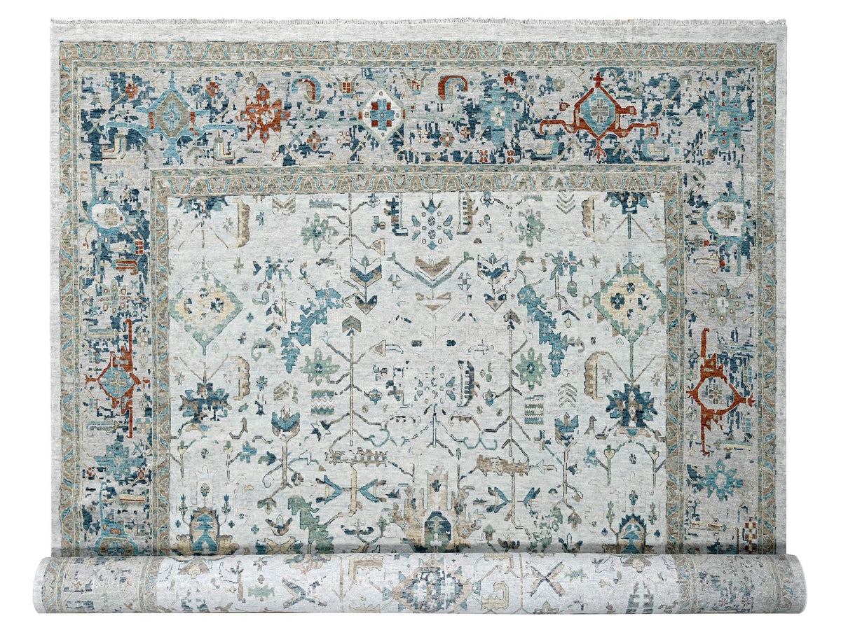 Heriz Transitional hand-knotted wool rug in Gray, 11'10" x 15'0", SKU O010061