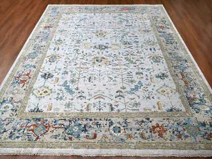Grey 11'10" x 15'0" Transitional Hand knotted Wool Rug - Sku: O010061