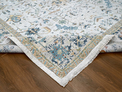 Grey 11'10" x 15'0" Transitional Hand knotted Wool Rug - Sku: O010061