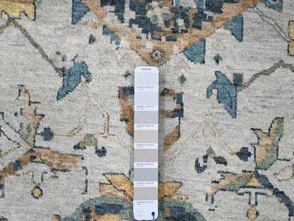 Grey 11'10" x 15'0" Transitional Hand knotted Wool Rug - Sku: O010061