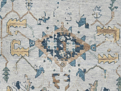 Grey 11'10" x 15'0" Transitional Hand knotted Wool Rug - Sku: O010061