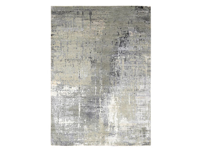 Grey 9'1" x 11'10" Modern / Contemporary Hand knotted Wool/Silk Rug - Sku: O010063
