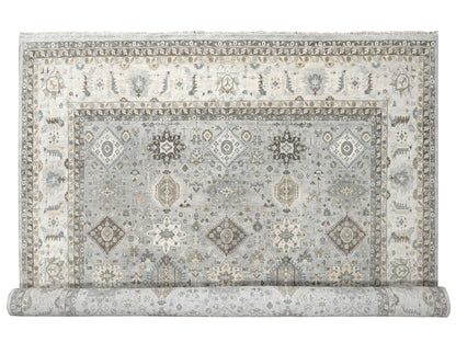 Grey 14'0" x 17'9" Traditional Hand knotted Wool Rug - Sku: O010070