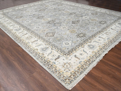 Grey 14'0" x 17'9" Traditional Hand knotted Wool Rug - Sku: O010070