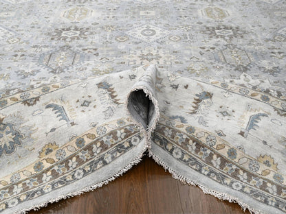 Grey 14'0" x 17'9" Traditional Hand knotted Wool Rug - Sku: O010070