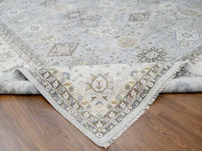 Grey 14'0" x 17'9" Traditional Hand knotted Wool Rug - Sku: O010070