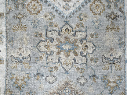 Grey 2'6" x 18'0" Traditional Hand knotted Wool Rug - Sku: O010075