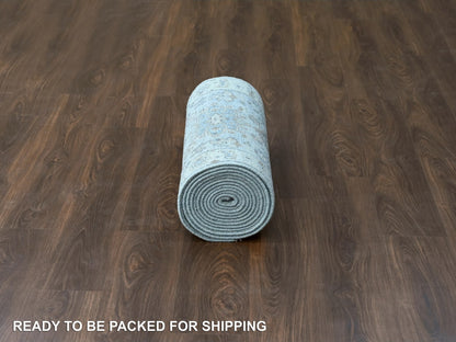 Karajeh Traditional hand-knotted wool runner in Gray, 2'6" x 18'0", SKU O010075