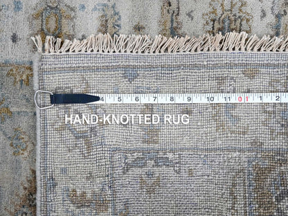 Grey 2'6" x 18'0" Traditional Hand knotted Wool Rug - Sku: O010075