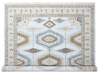 Grey 12'0" x 14'8" Tribal & Geometric Hand knotted Wool Rug - Sku: O010078