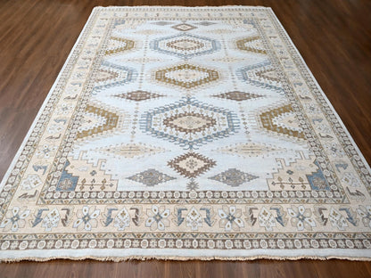 Grey 12'0" x 14'8" Tribal & Geometric Hand knotted Wool Rug - Sku: O010078