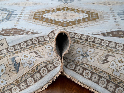 Grey 12'0" x 14'8" Tribal & Geometric Hand knotted Wool Rug - Sku: O010078