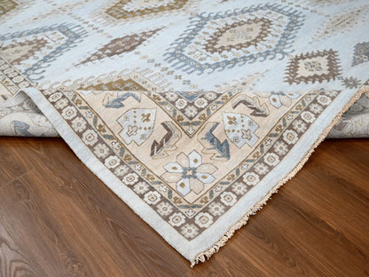 Grey 12'0" x 14'8" Tribal & Geometric Hand knotted Wool Rug - Sku: O010078