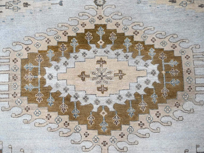 Grey 12'0" x 14'8" Tribal & Geometric Hand knotted Wool Rug - Sku: O010078