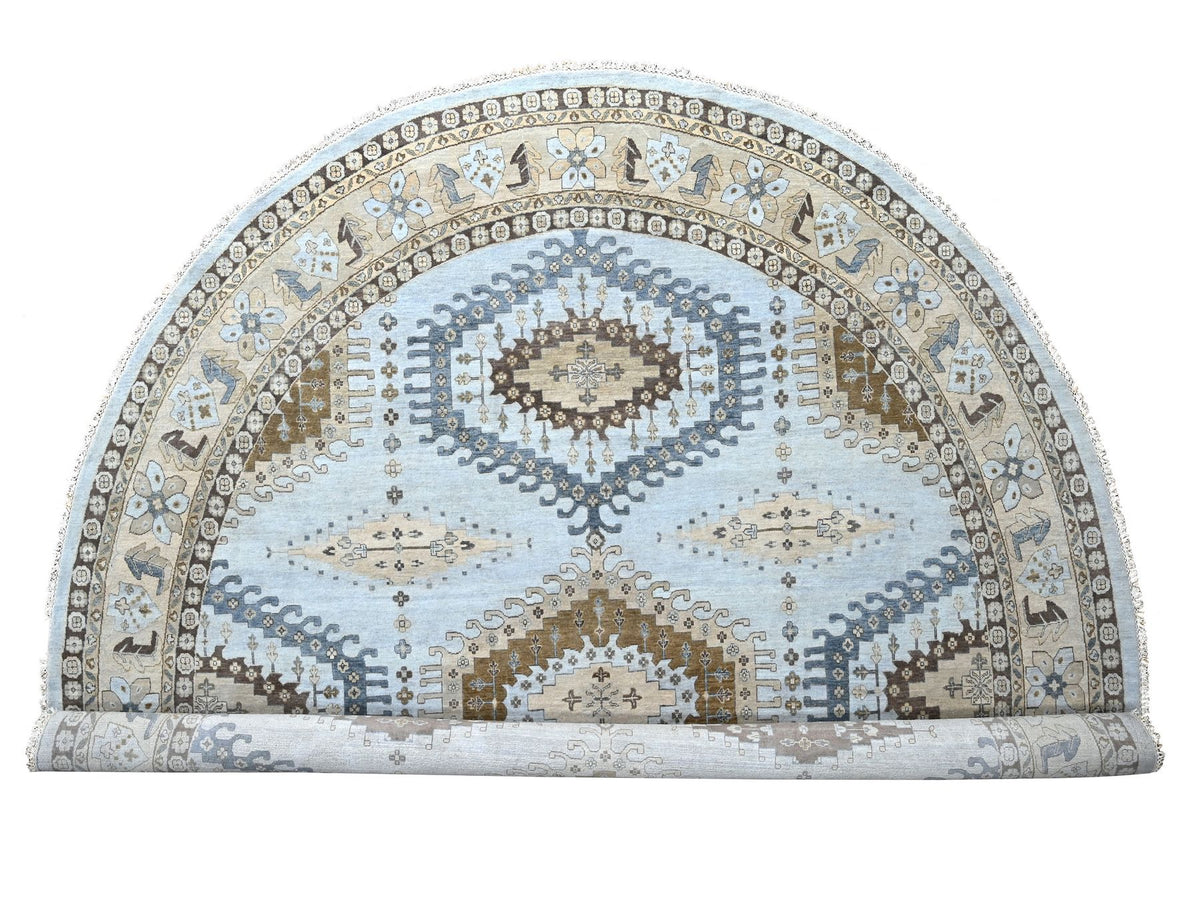 Tribal hand-knotted wool rug in Gray, 13'8" x 13'10", SKU O010079