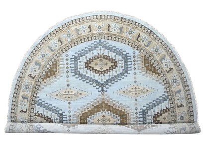 Grey 13'8" x 13'10" Tribal & Geometric Hand knotted Wool Rug - Sku: O010079
