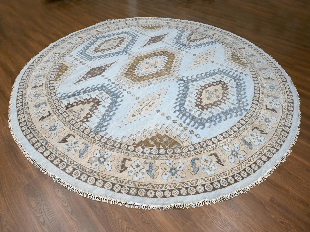 Tribal hand-knotted wool rug in Gray, 13'8" x 13'10", SKU O010079