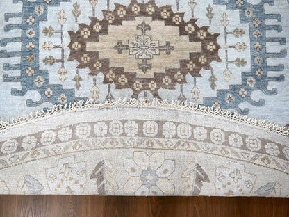Grey 13'8" x 13'10" Tribal & Geometric Hand knotted Wool Rug - Sku: O010079