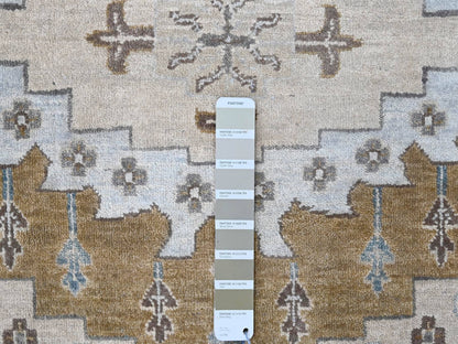 Grey 13'8" x 13'10" Tribal & Geometric Hand knotted Wool Rug - Sku: O010079