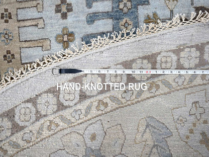 Grey 13'8" x 13'10" Tribal & Geometric Hand knotted Wool Rug - Sku: O010079