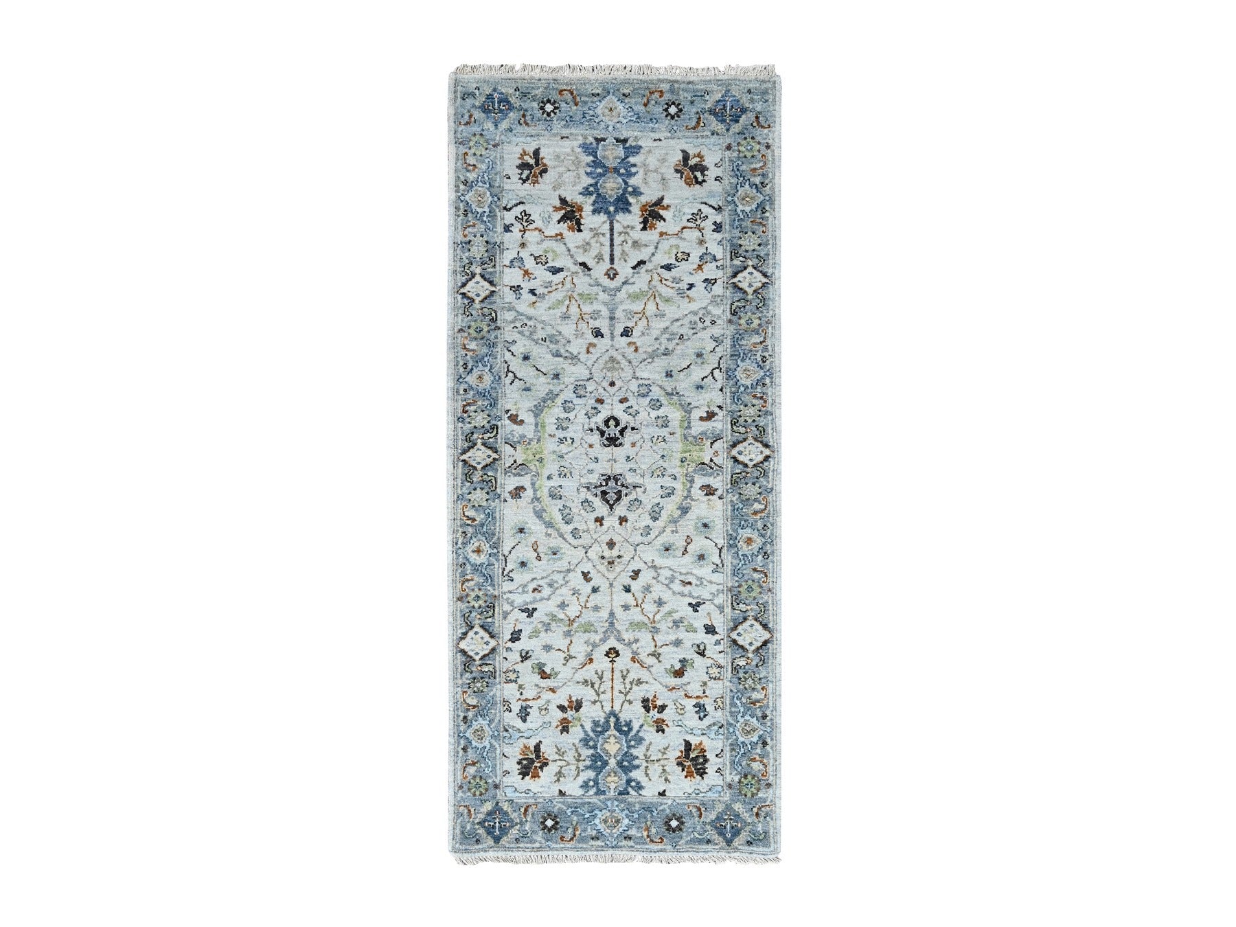 Gray 2'7" x 5'9" Oushak / Peshawar Hand knotted Wool Rug - Sku: O010081
