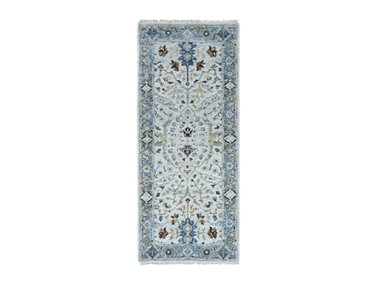 Grey 2'7" x 5'9" Oushak / Peshawar Hand knotted Wool Rug - Sku: O010081