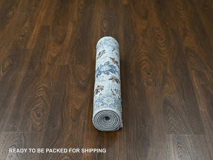 Grey 2'7" x 5'9" Oushak / Peshawar Hand knotted Wool Rug - Sku: O010081