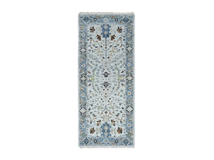 Grey 2'6" x 5'9" Oushak / Peshawar Hand knotted Wool Rug - Sku: O010082
