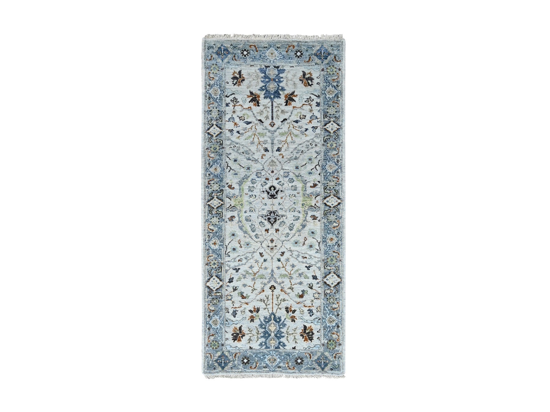 Gray 2'5" x 5'10" Oushak / Peshawar Hand knotted Wool Rug - Sku: O010084