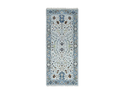 Grey 2'5" x 5'10" Oushak / Peshawar Hand knotted Wool Rug - Sku: O010084